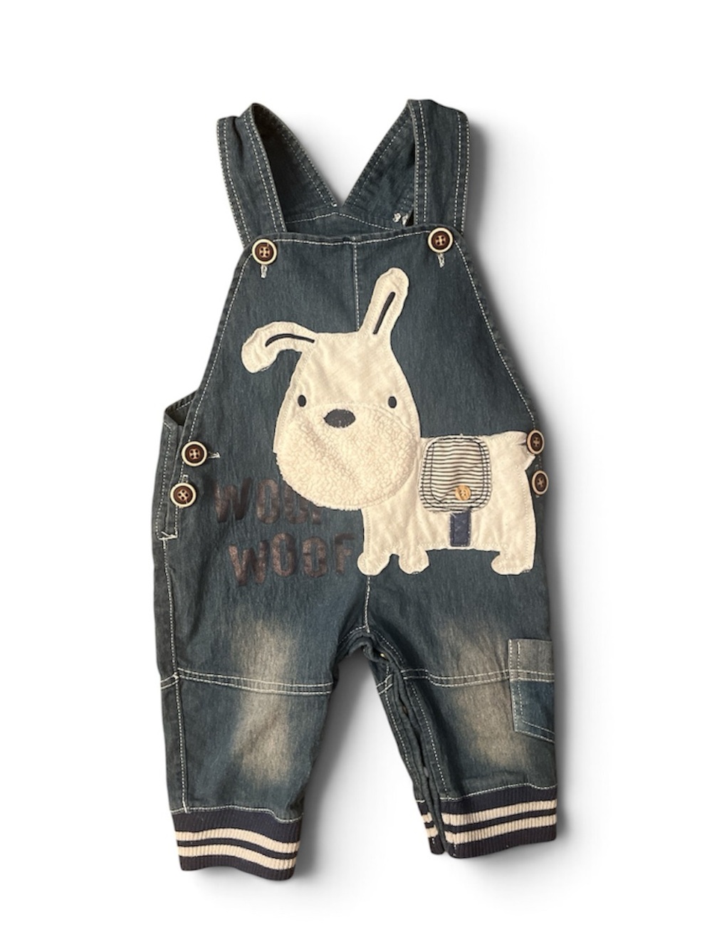 Baby Overalls Dog Applique Denim